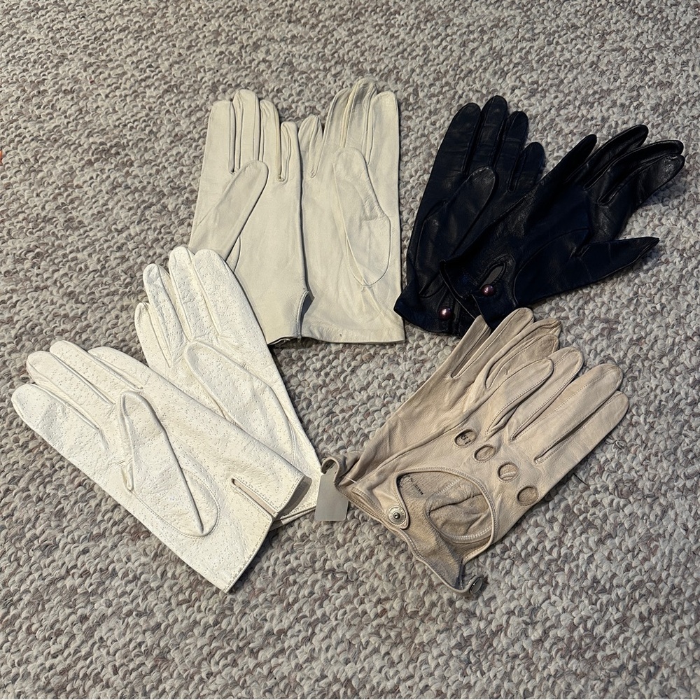 Bundle of vintage leather driving gloves